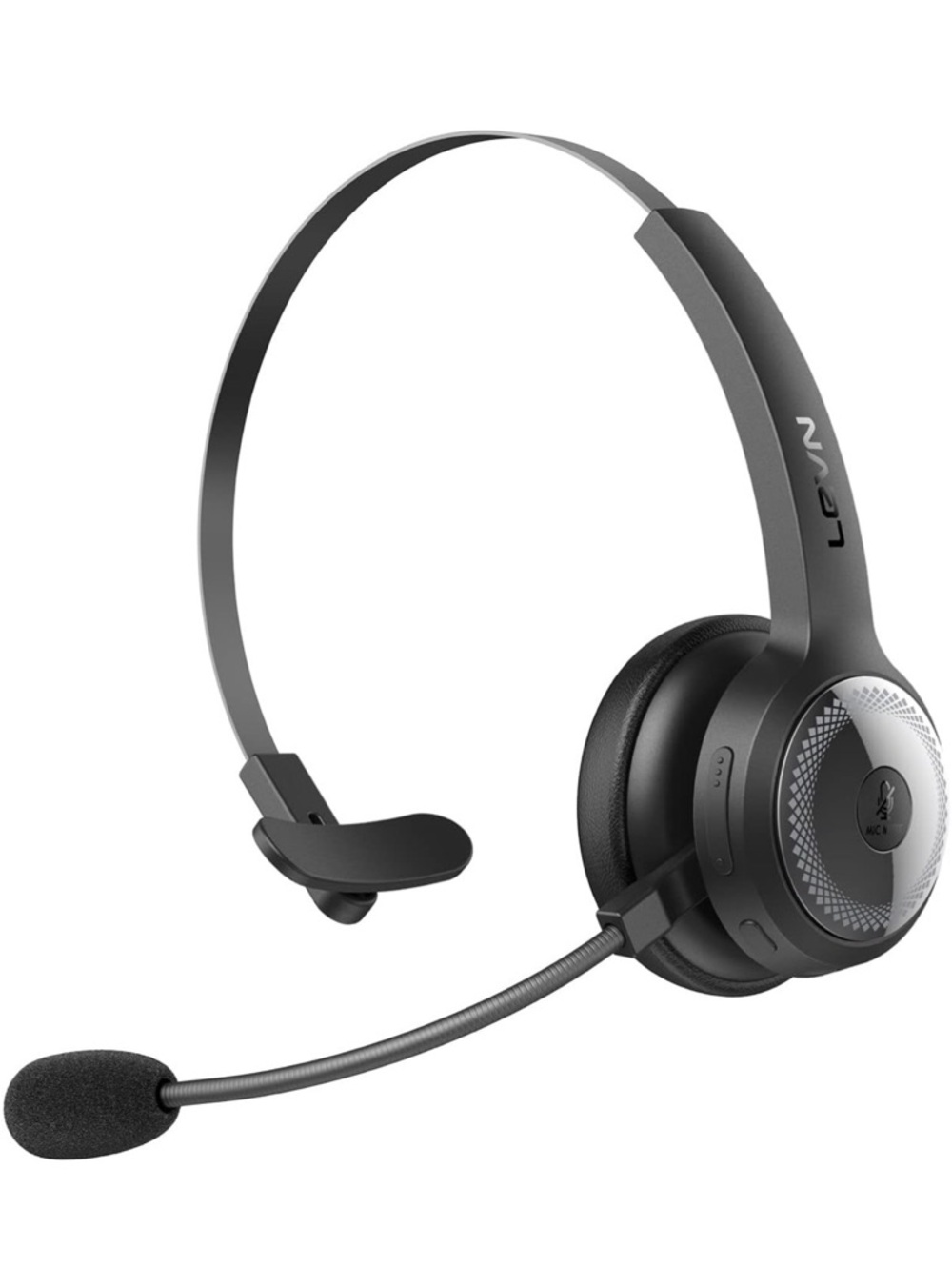 LEVN Bluetooth wireless Headset Microphone Mute Button AI Noise Cancelling